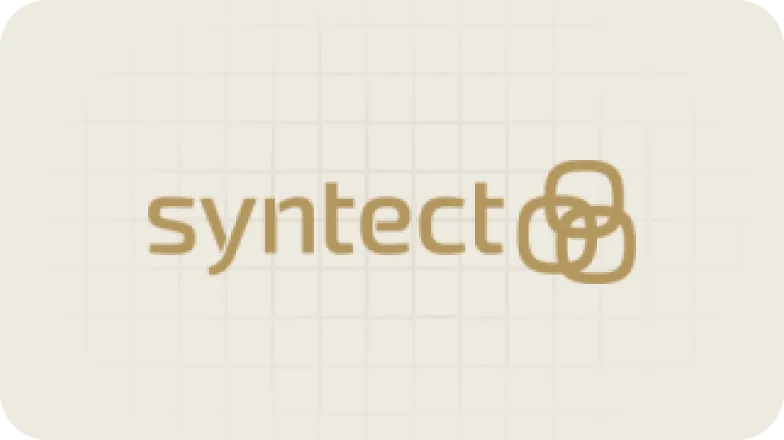 Logo von syntect mit stilisierten, verbundenen quadratischen Formen rechts.